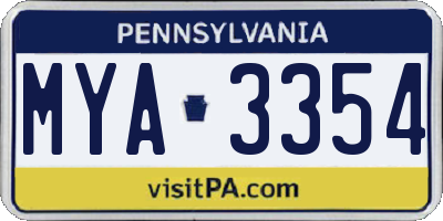 PA license plate MYA3354