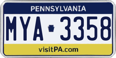 PA license plate MYA3358
