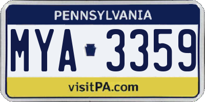 PA license plate MYA3359