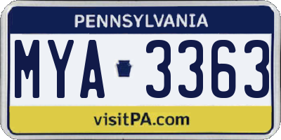 PA license plate MYA3363