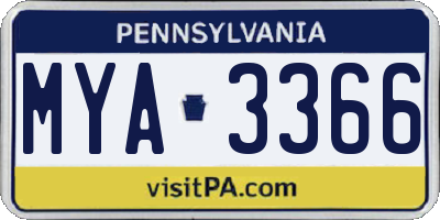 PA license plate MYA3366