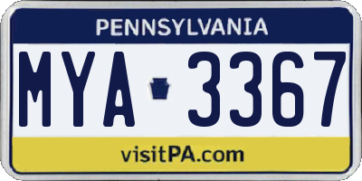 PA license plate MYA3367
