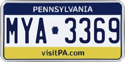 PA license plate MYA3369