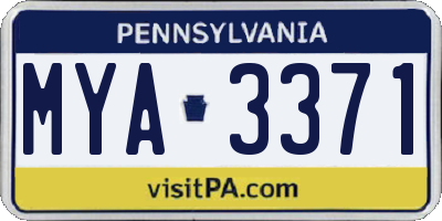 PA license plate MYA3371