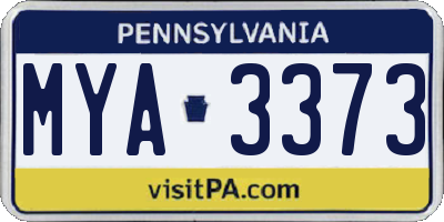 PA license plate MYA3373