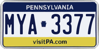 PA license plate MYA3377