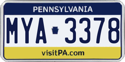PA license plate MYA3378