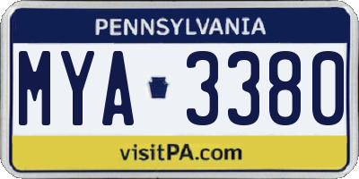 PA license plate MYA3380