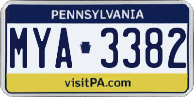 PA license plate MYA3382