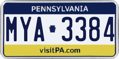 PA license plate MYA3384