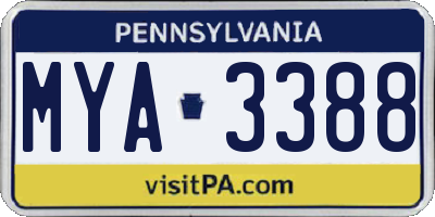PA license plate MYA3388