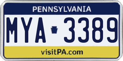 PA license plate MYA3389