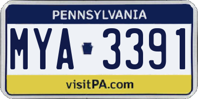 PA license plate MYA3391