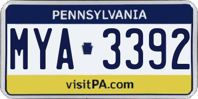 PA license plate MYA3392