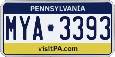 PA license plate MYA3393