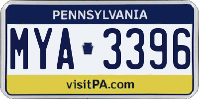 PA license plate MYA3396