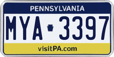 PA license plate MYA3397