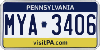 PA license plate MYA3406
