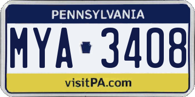 PA license plate MYA3408