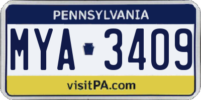 PA license plate MYA3409