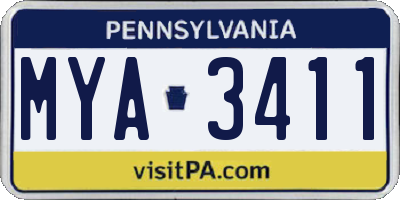 PA license plate MYA3411