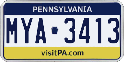 PA license plate MYA3413
