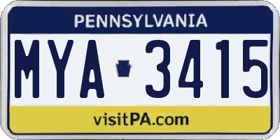 PA license plate MYA3415