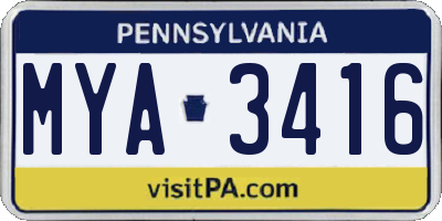 PA license plate MYA3416