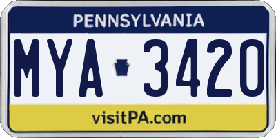 PA license plate MYA3420
