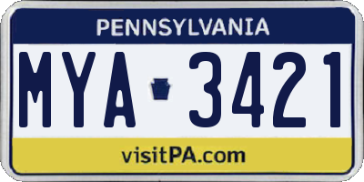 PA license plate MYA3421