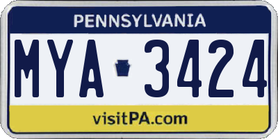 PA license plate MYA3424