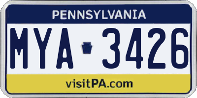 PA license plate MYA3426