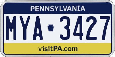 PA license plate MYA3427