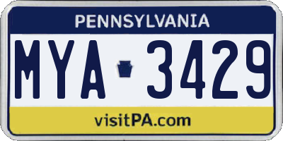 PA license plate MYA3429