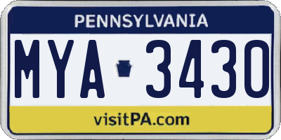 PA license plate MYA3430
