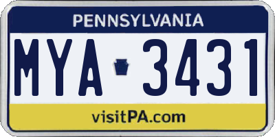 PA license plate MYA3431