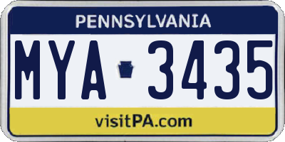 PA license plate MYA3435