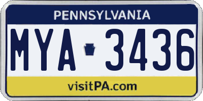 PA license plate MYA3436