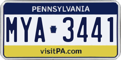 PA license plate MYA3441