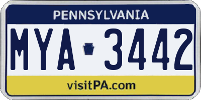 PA license plate MYA3442