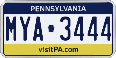 PA license plate MYA3444
