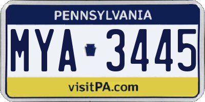 PA license plate MYA3445