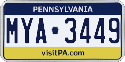 PA license plate MYA3449