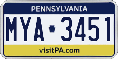 PA license plate MYA3451
