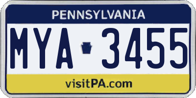 PA license plate MYA3455