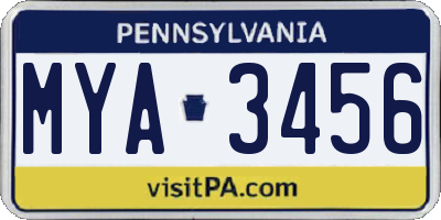PA license plate MYA3456