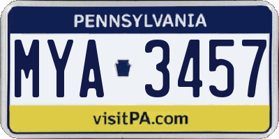 PA license plate MYA3457