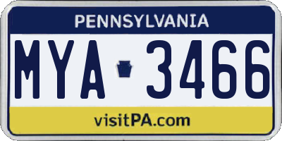PA license plate MYA3466