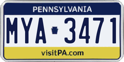 PA license plate MYA3471
