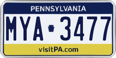 PA license plate MYA3477